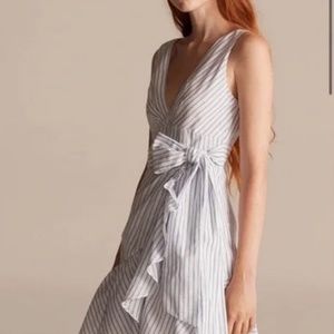 Rebecca Taylor Women's Sleeveless Stripe Wrap Dress | Milk Sky, Size 6